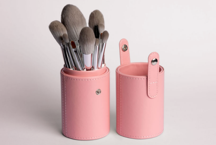 14 Piece Complete Makeup Brush Set Ombre Blush Pink