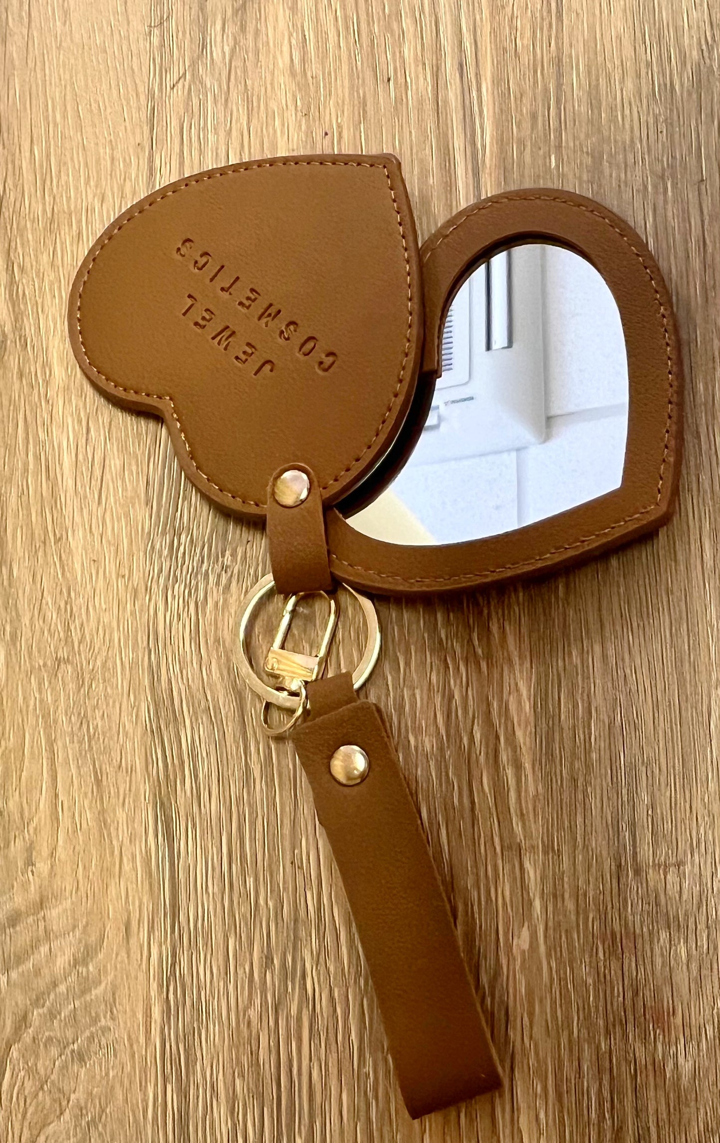 Tan coloured Heart Mirror Keychain