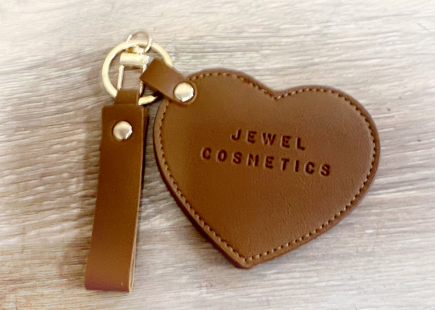 Tan coloured Heart Mirror Keychain