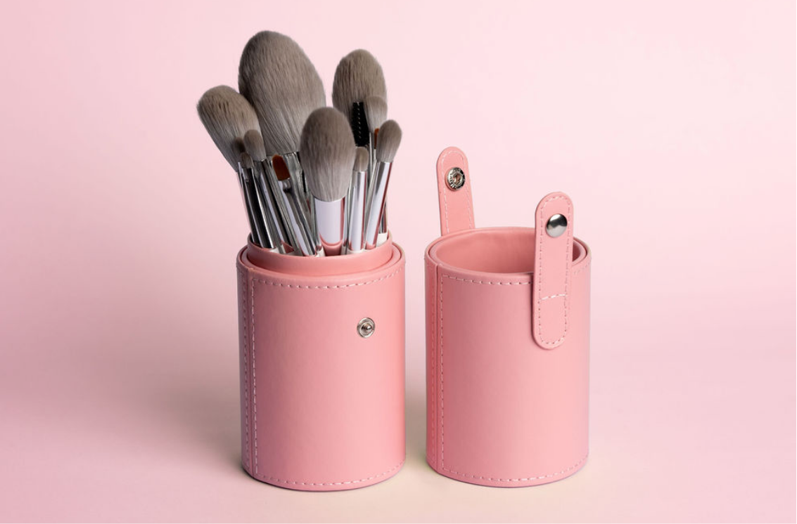 14 Piece Complete Makeup Brush Set Ombre Blush Pink