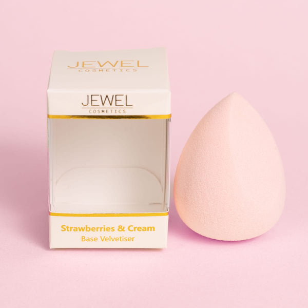 Jewel Cosmetics Strawberries & Cream Base Velvetiser sponge next to the box