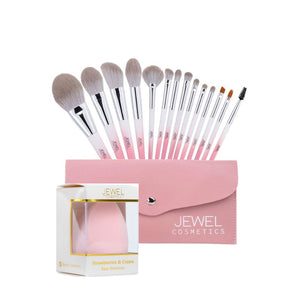 Full Pink Ombrè Makeup Brush Set & Strawberries & Cream Base Velvetiser Beauty Sponge
