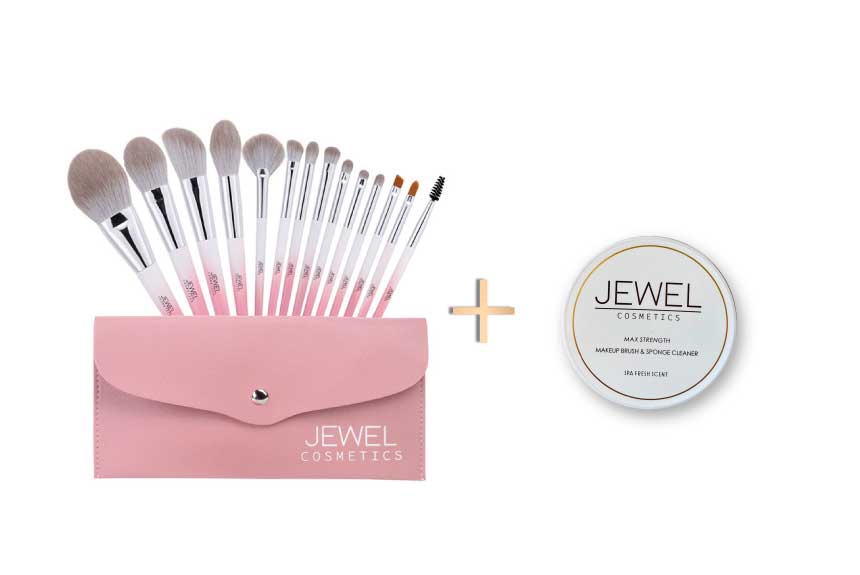 Full Pink Ombrè Makeup Brush Set & Max Strength Brush Cleaner